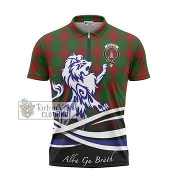 Middleton Tartan Zipper Polo Shirt with Alba Gu Brath Regal Lion Emblem - Tartan Vibes Clothing
