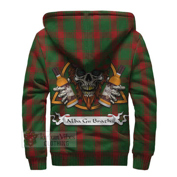 Middleton Tartan Sherpa Hoodie with Family Crest and Bearded Skull Holding Bottles of Whiskey - Tartan Vibes Clothing