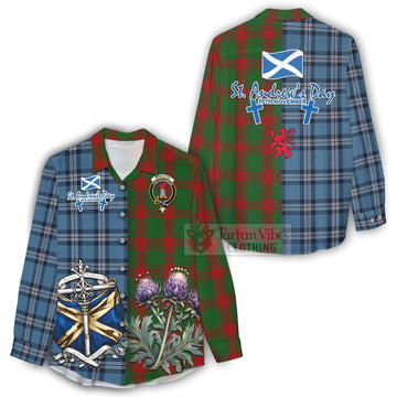 Middleton Tartan Women's Casual Shirt Happy St. Andrew's Day Half Tartan Style - Tartan Vibes Clothing