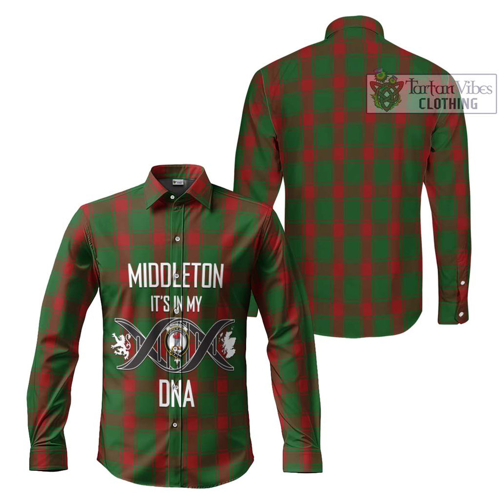 Middleton Tartan Long Sleeve Button Shirt with Family Crest DNA In Me Style Men's Shirt - Tartanvibesclothing Shop