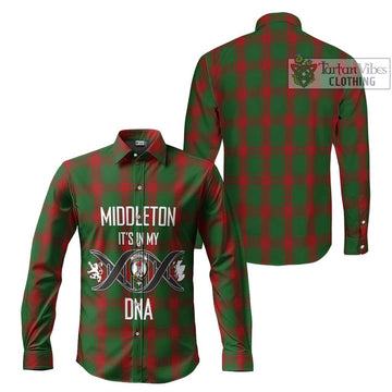 Middleton Tartan Long Sleeve Button Shirt with Family Crest DNA In Me Style Men's Shirt - Tartanvibesclothing Shop