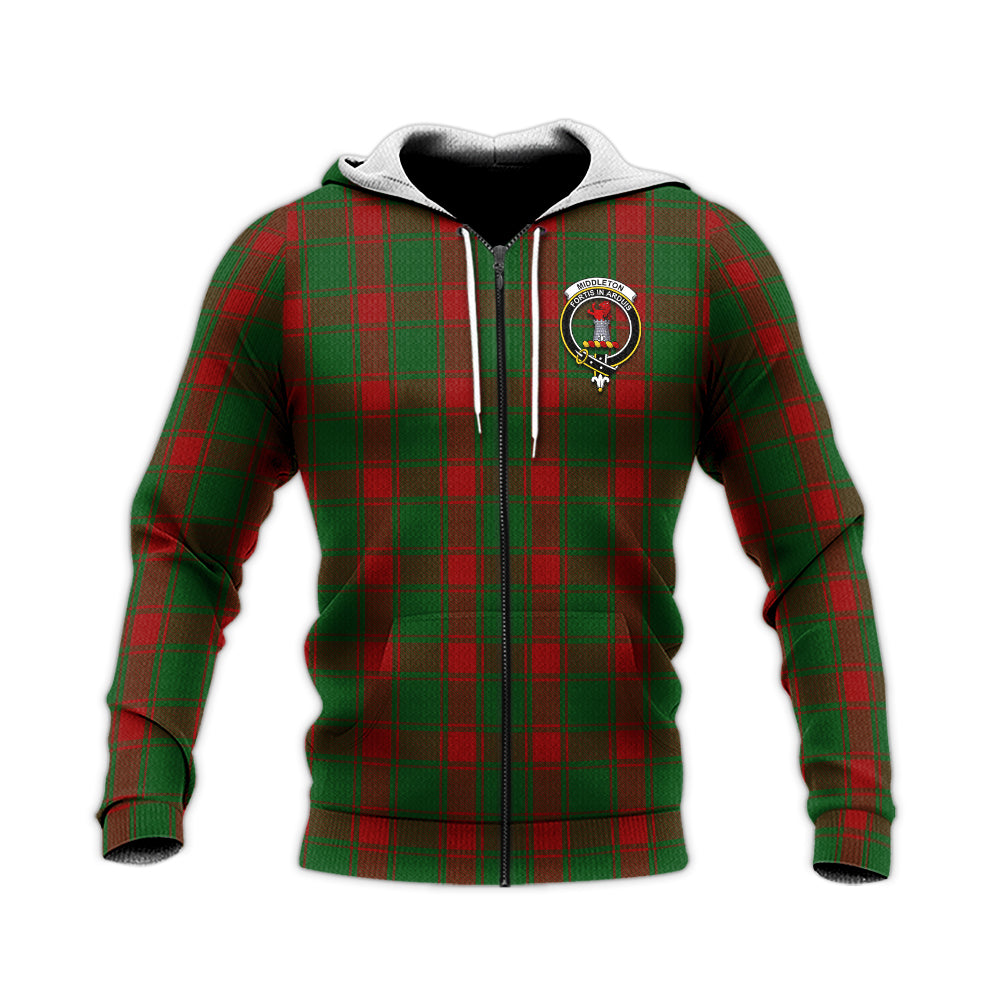 Middleton Tartan Knitted Hoodie with Family Crest Unisex Knitted Zip Hoodie - Tartan Vibes Clothing