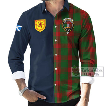 Middleton Tartan Long Sleeve Button Shirt Alba with Scottish Lion Royal Arm Half Style Men's Shirt - Tartan Vibes Clothing