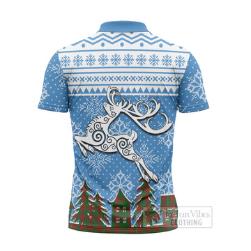 Middleton Clan Christmas Zipper Polo Shirt Celtic Reindeer Style - Tartan Vibes Clothing