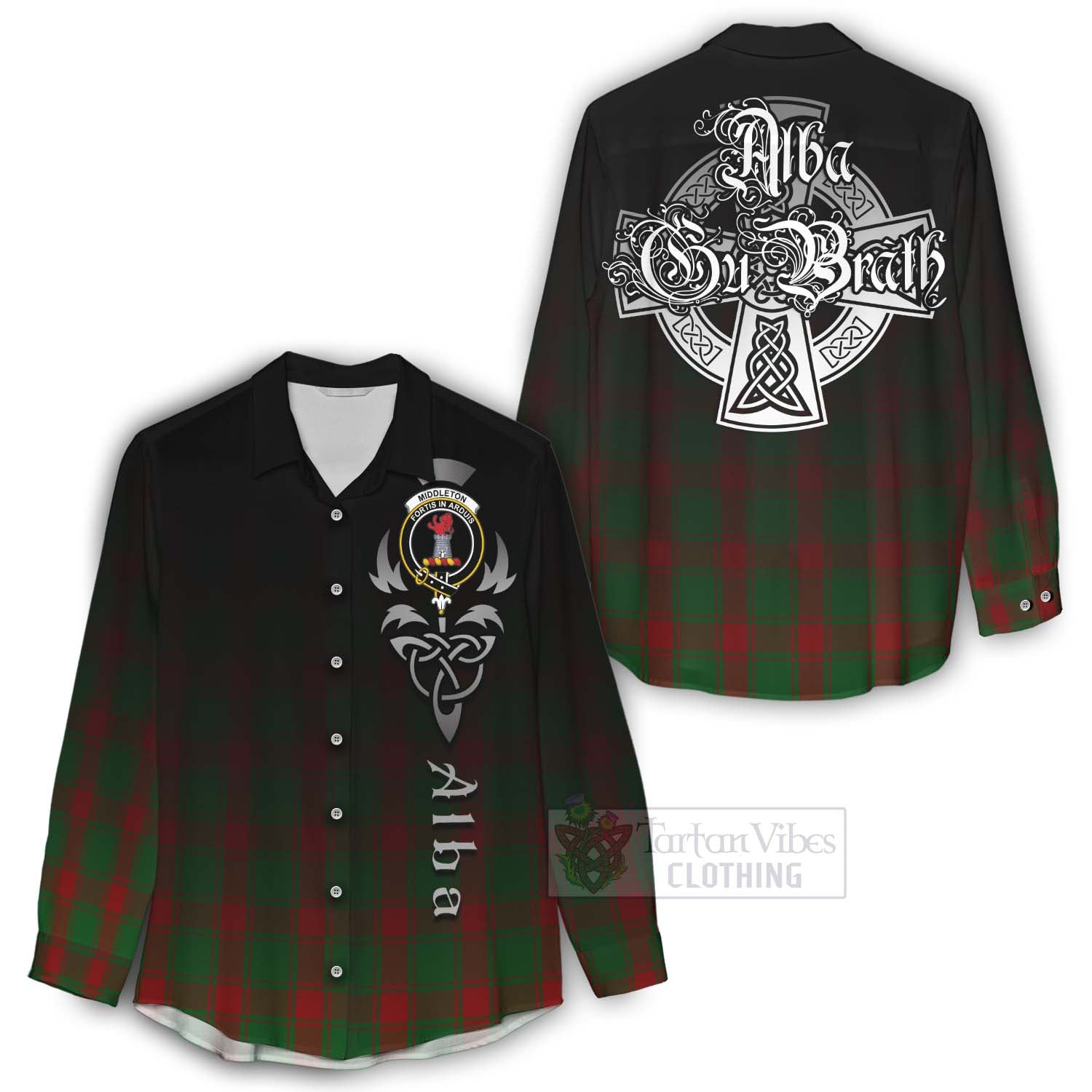 Middleton Tartan Women's Casual Shirt Featuring Alba Gu Brath Family Crest Celtic Inspired - Tartan Vibes Clothing