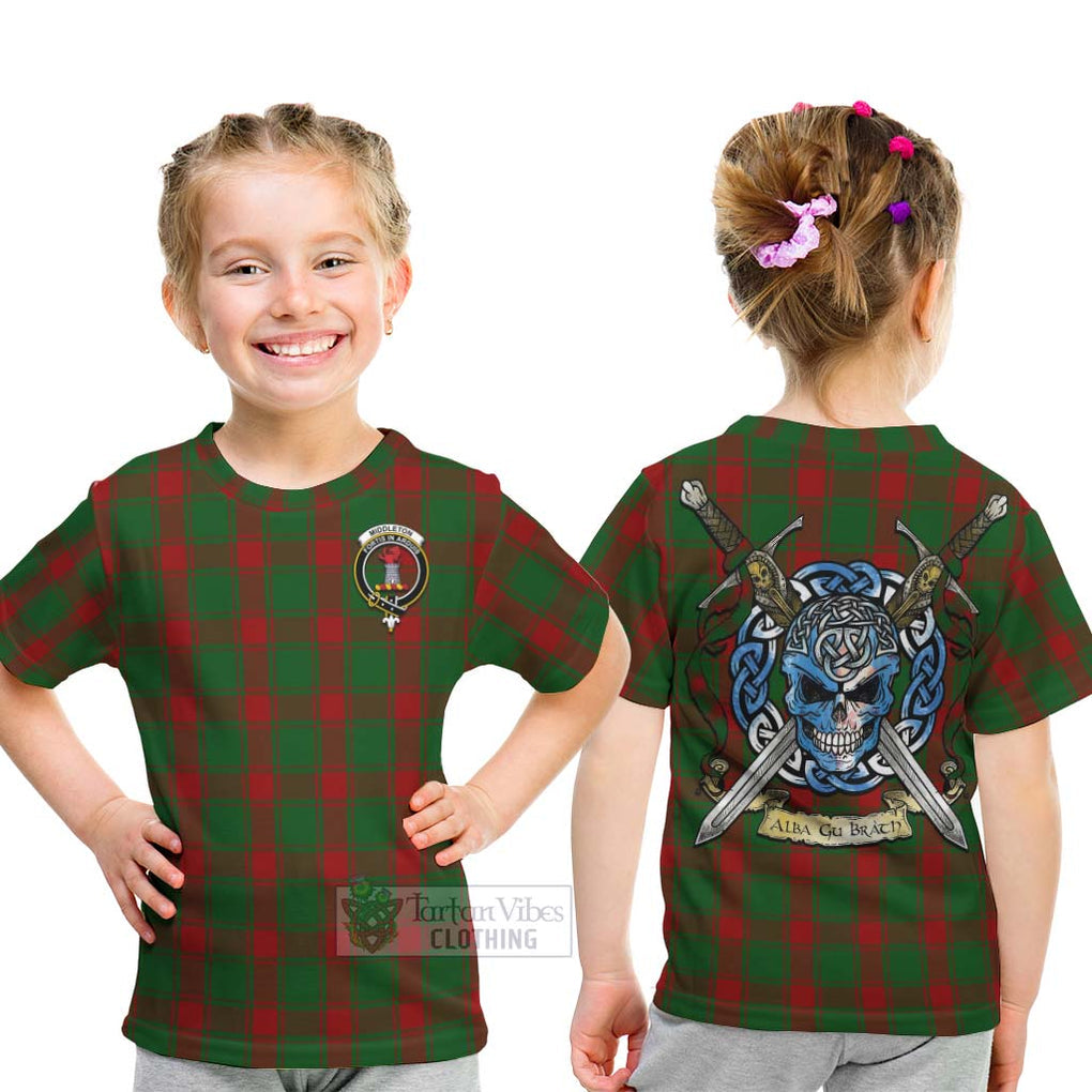Middleton Tartan Kid T-Shirt with Family Crest Celtic Skull Style - Tartan Vibes Clothing