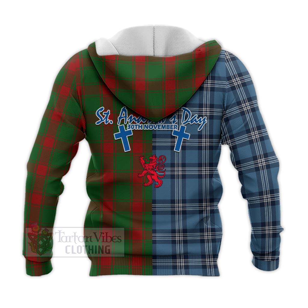 Middleton Tartan Knitted Hoodie Happy St. Andrew's Day Half Tartan Style - Tartan Vibes Clothing