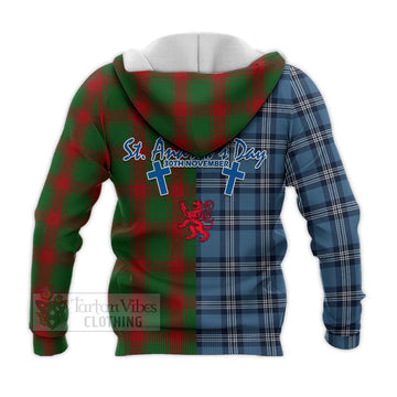 Middleton Tartan Knitted Hoodie Happy St. Andrew's Day Half Tartan Style - Tartan Vibes Clothing