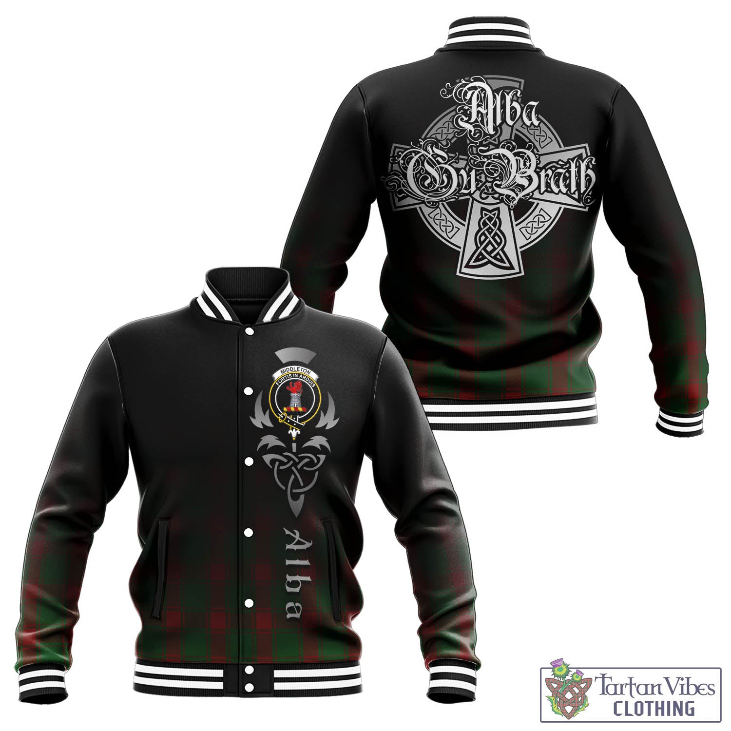 Middleton Tartan Baseball Jacket Featuring Alba Gu Brath Family Crest Celtic Inspired - Tartan Vibes Clothing