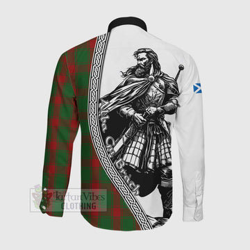 Middleton Tartan Clan Crest Long Sleeve Button Shirt with Highlander Warrior Celtic Style Men's Shirt - Tartan Vibes Clothing