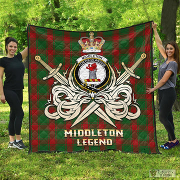 Middleton Tartan Quilt with Clan Crest and the Golden Sword of Courageous Legacy - Tartan Vibes Clothing