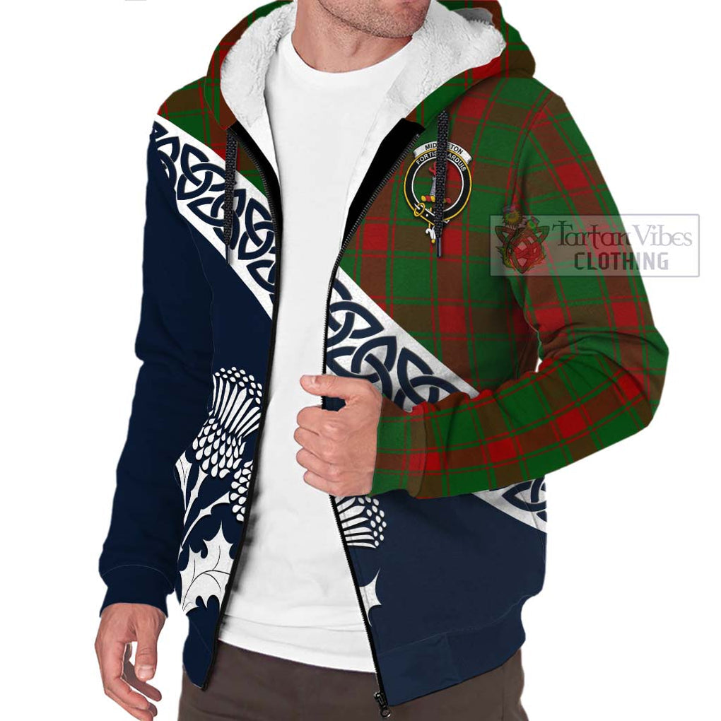 Middleton Tartan Sherpa Hoodie Featuring Thistle and Scotland Map - Tartan Vibes Clothing
