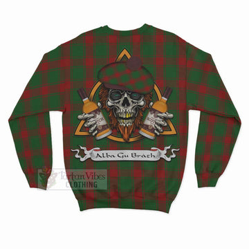 Middleton Tartan Sweatshirt with Family Crest and Bearded Skull Holding Bottles of Whiskey - Tartan Vibes Clothing