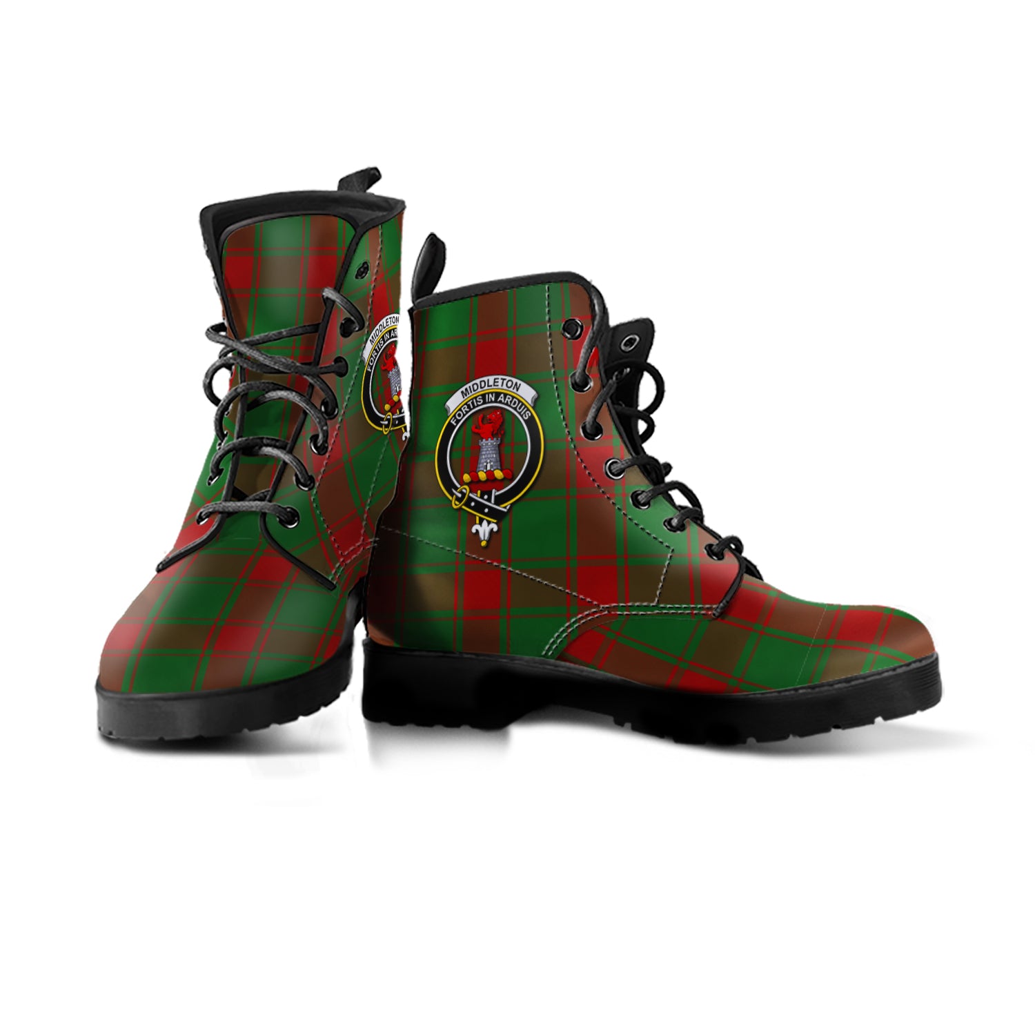 Middleton Tartan Leather Boots with Family Crest - Tartan Vibes Clothing