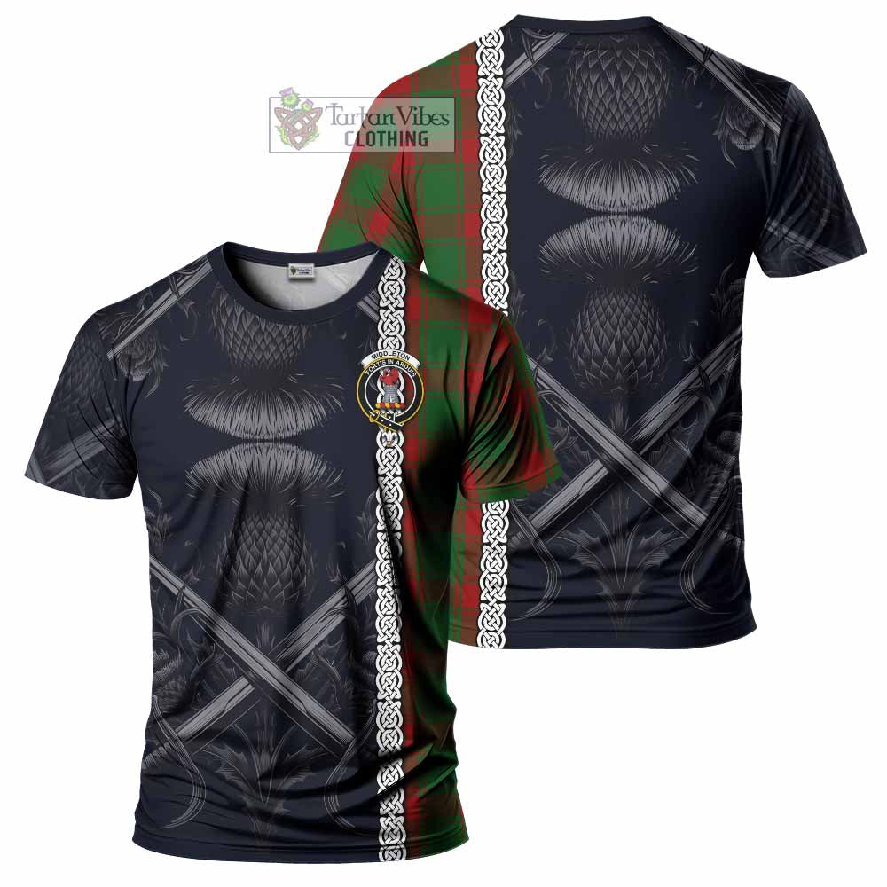 Middleton Tartan T-Shirt with Family Crest Cross Sword Thistle Celtic Vibes - Tartan Vibes Clothing