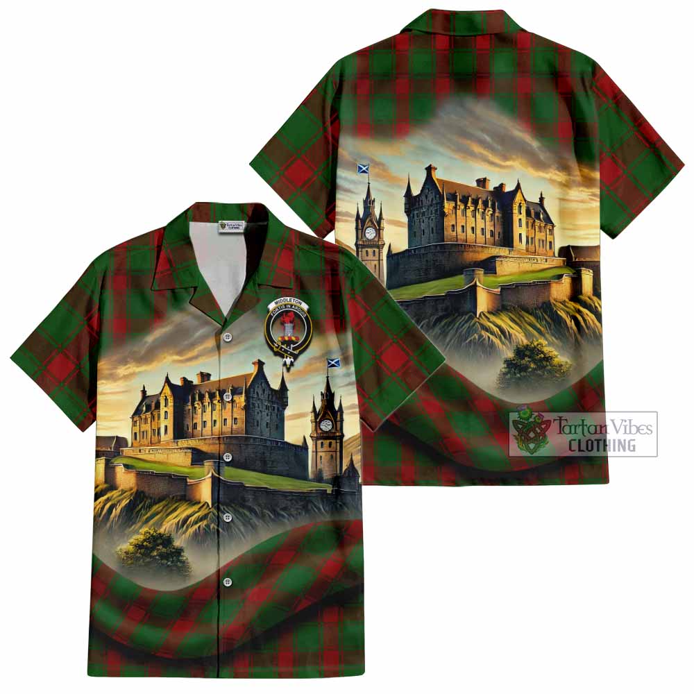 Middleton Tartan Family Crest Hawaiian Shirt with Scottish Ancient Castle Style - Tartan Vibes Clothing