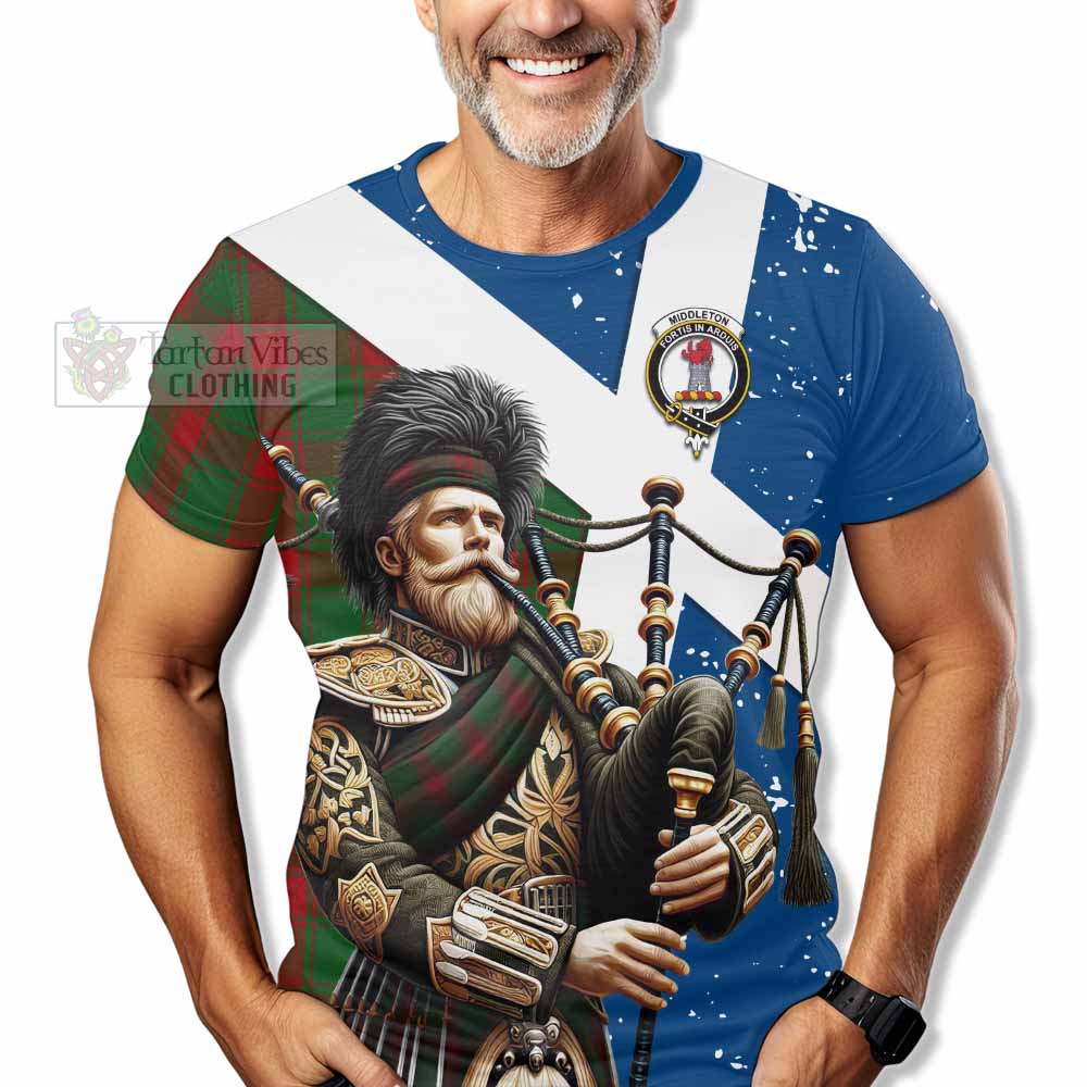 Middleton Tartan T-Shirt with Family Crest Scottish Bagpiper Vibes - Tartan Vibes Clothing