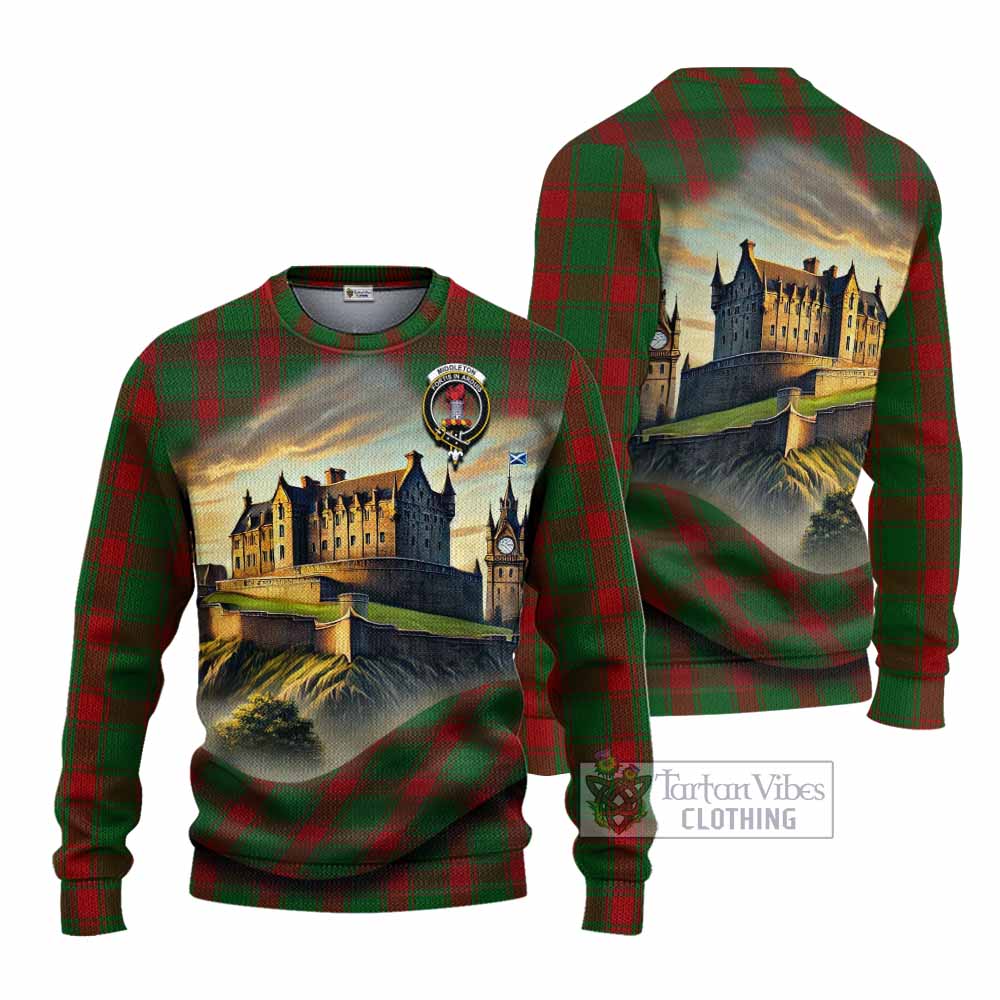 Middleton Tartan Family Crest Knitted Sweater with Scottish Ancient Castle Style - Tartan Vibes Clothing
