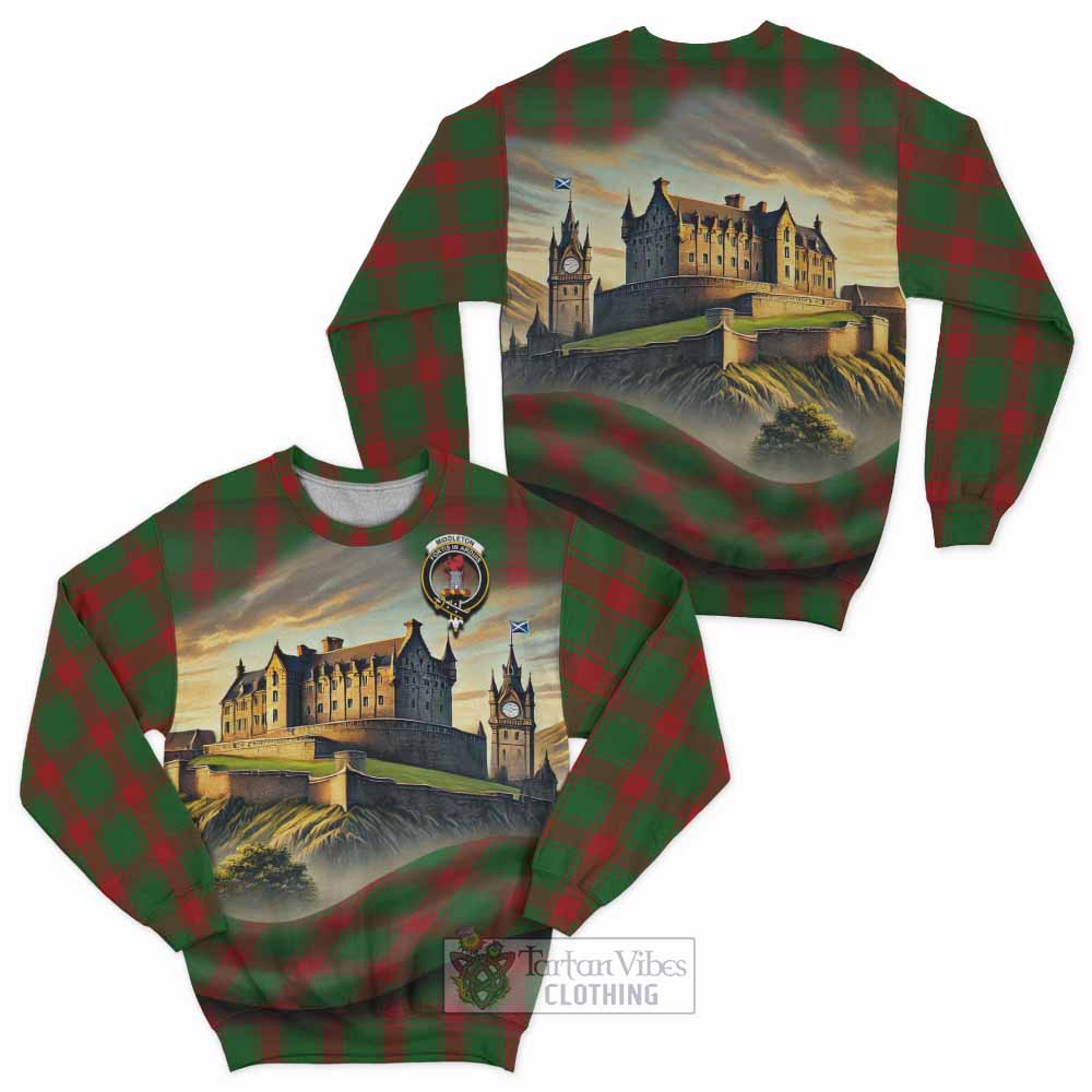 Middleton Tartan Family Crest Sweatshirt with Scottish Ancient Castle Style - Tartan Vibes Clothing