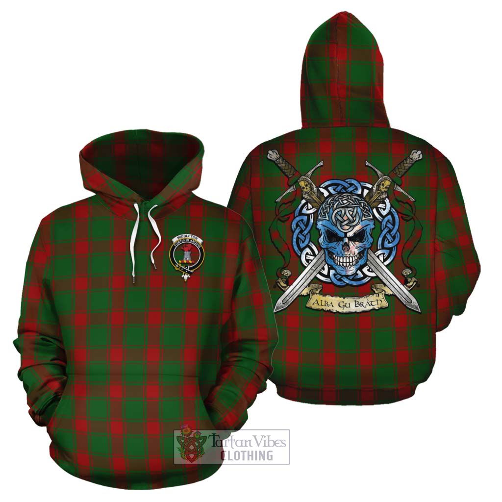 Middleton Tartan Cotton Hoodie with Family Crest Celtic Skull Style Zip Hoodie - Tartan Vibes Clothing