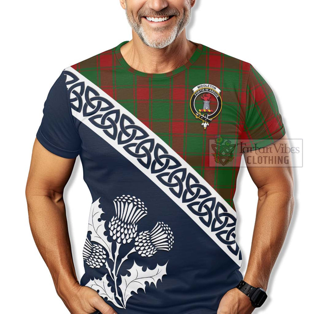 Middleton Tartan T-Shirt Featuring Thistle and Scotland Map - Tartanvibesclothing Store