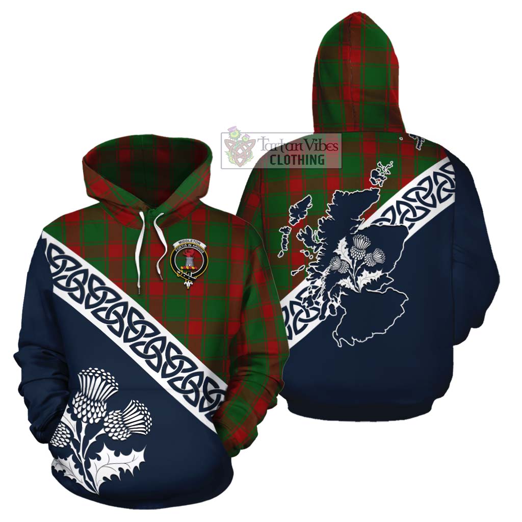 Middleton Tartan Cotton Hoodie Featuring Thistle and Scotland Map Zip Hoodie - Tartan Vibes Clothing
