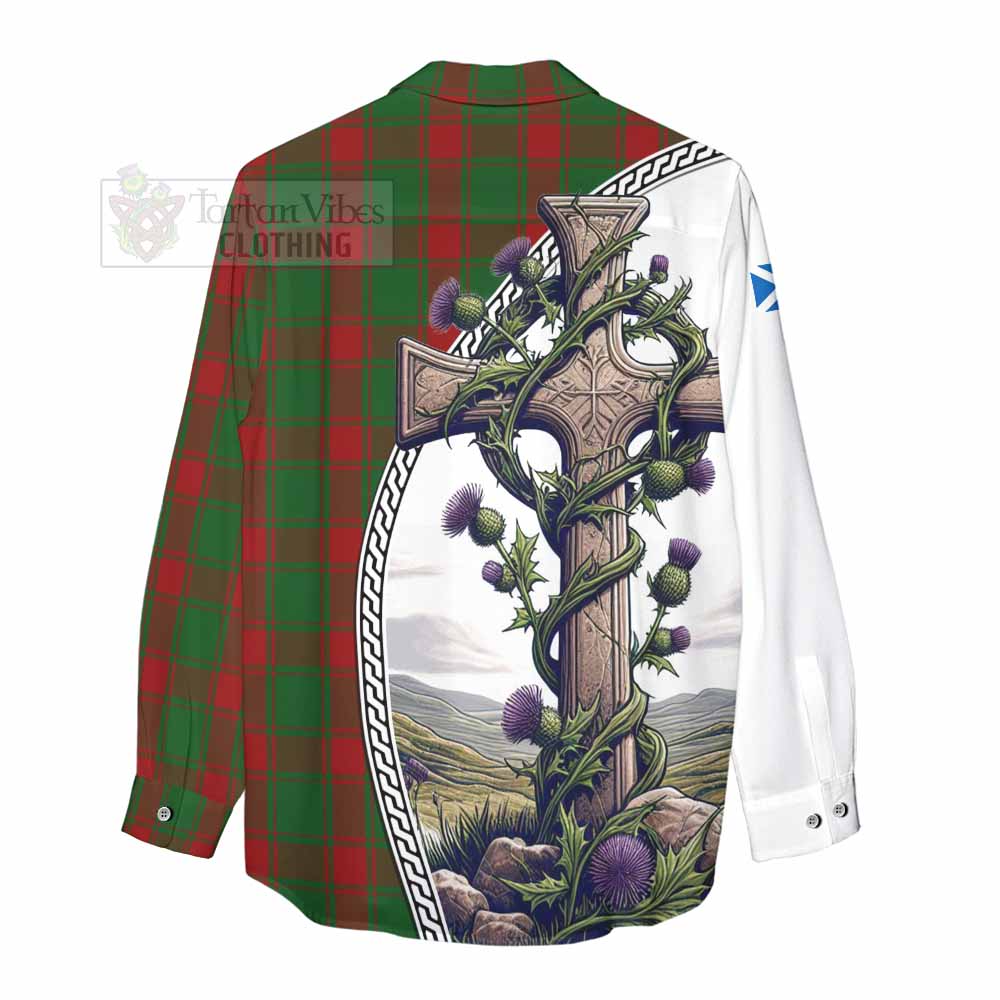 Tartan Vibes Clothing Middleton Tartan Women's Casual Shirt with Family Crest and St. Andrew's Cross Accented by Thistle Vines