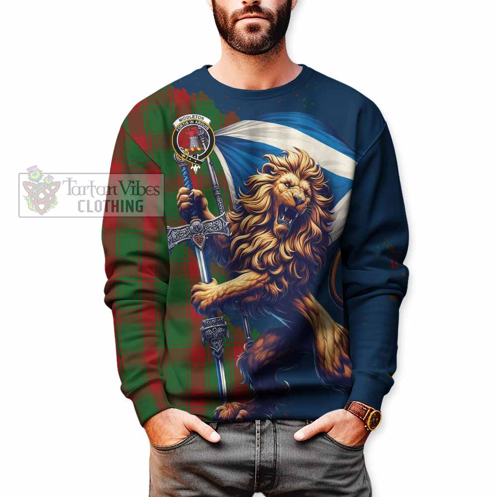 Middleton Tartan Family Crest Sweatshirt with Scottish Majestic Lion - Tartan Vibes Clothing