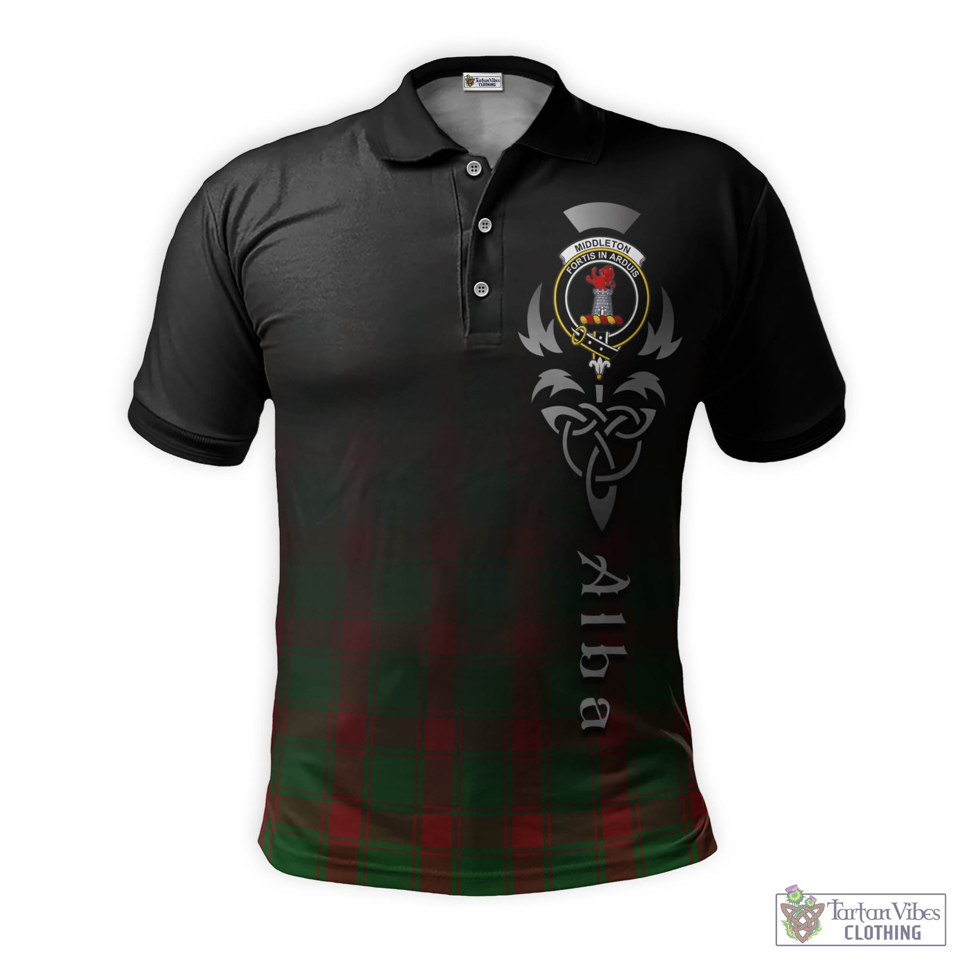 Tartan Vibes Clothing Middleton Tartan Polo Shirt Featuring Alba Gu Brath Family Crest Celtic Inspired