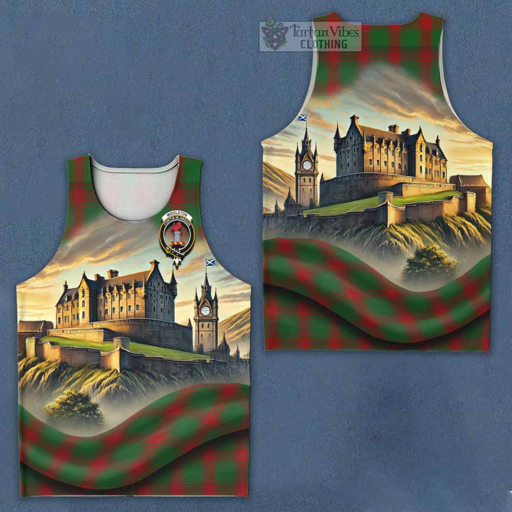Middleton Tartan Family Crest Men's Tank Top with Scottish Ancient Castle Style - Tartan Vibes Clothing