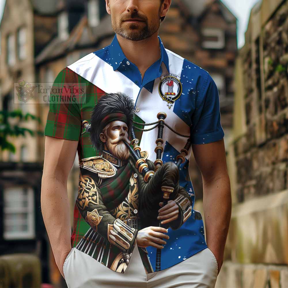 Middleton Tartan Hawaiian Shirt with Family Crest Scottish Bagpiper Vibes - Tartan Vibes Clothing