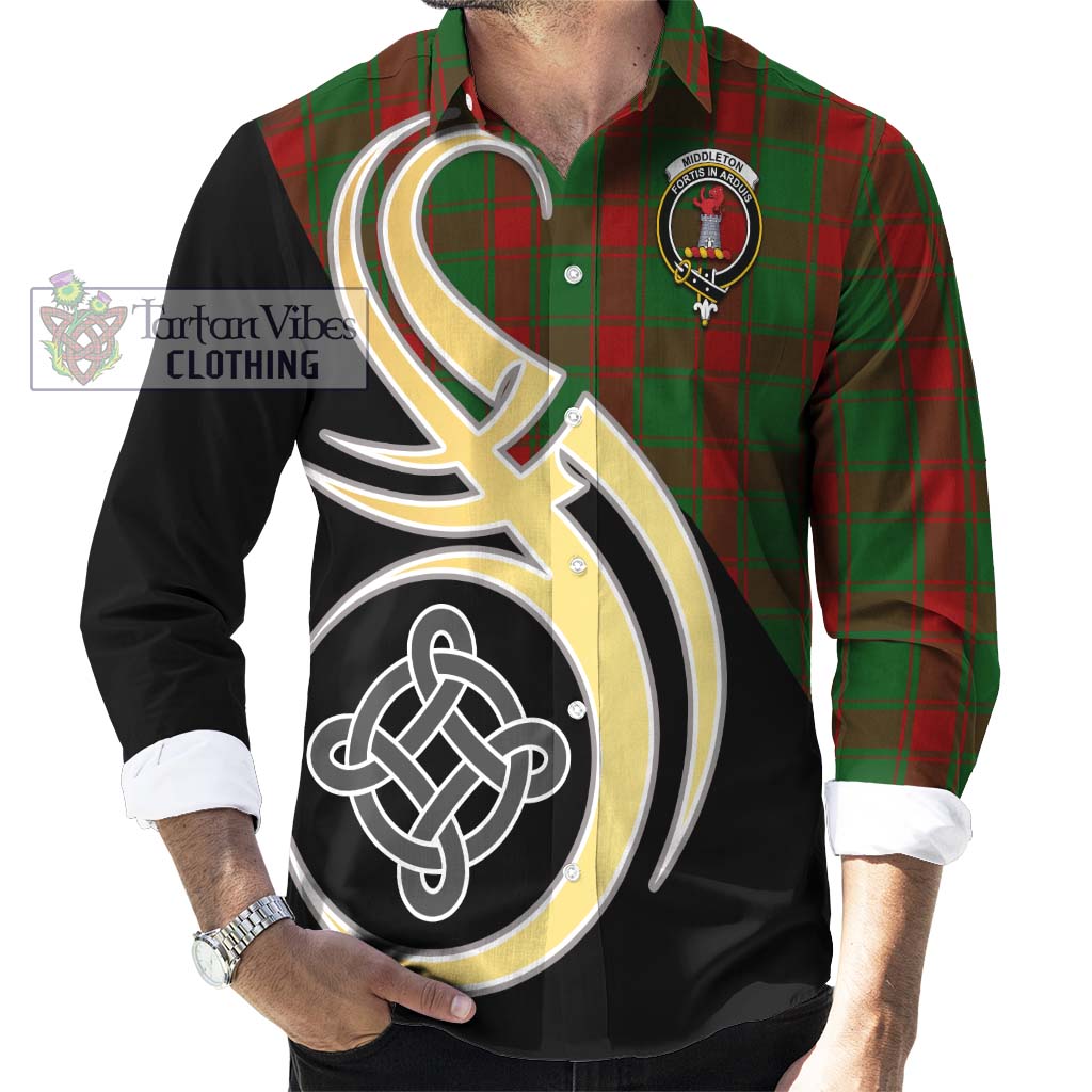 Middleton Tartan Long Sleeve Button Shirt with Family Crest and Celtic Symbol Style - Tartan Vibes Clothing