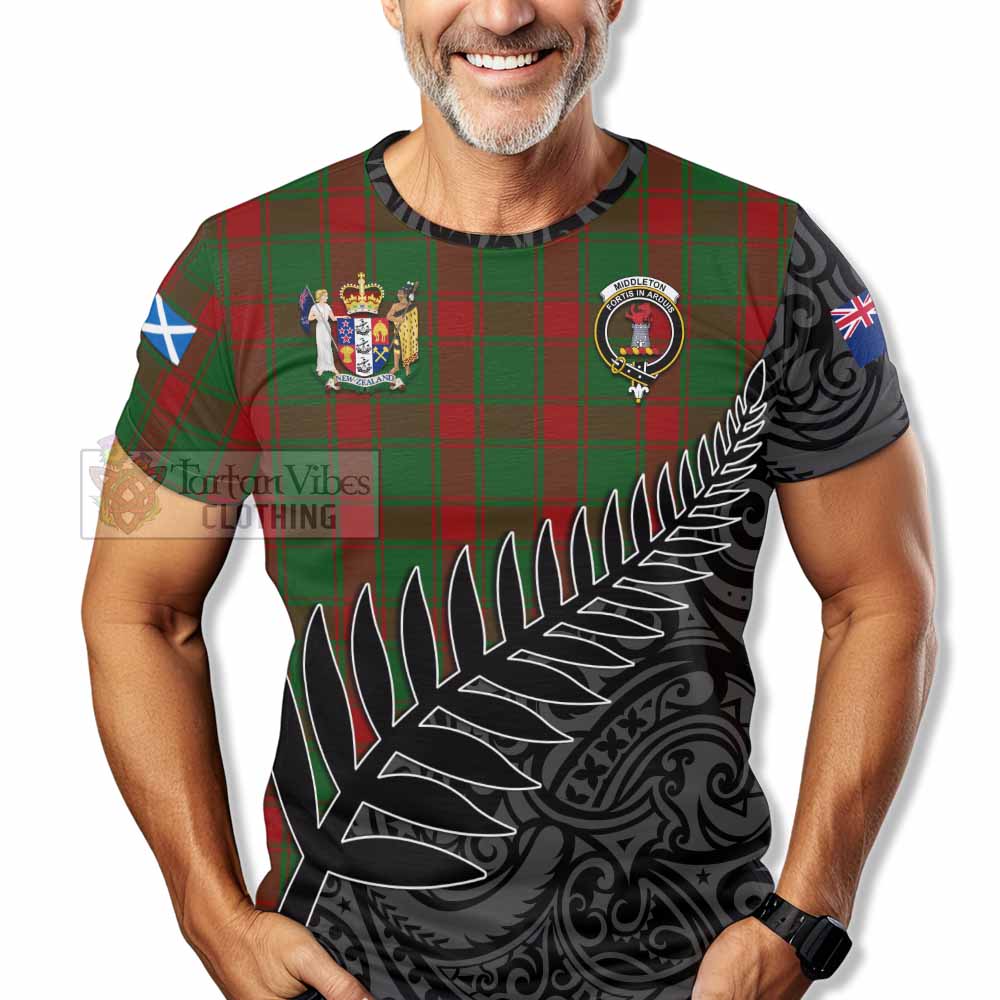 Middleton Crest Tartan T-Shirt with New Zealand Silver Fern Half Style - Tartan Vibes Clothing