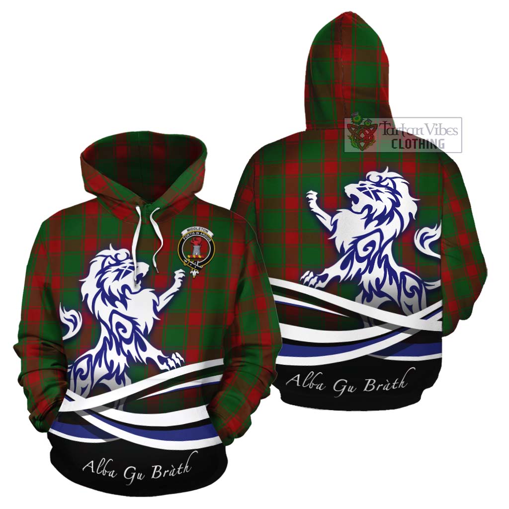 Middleton Tartan Cotton Hoodie with Alba Gu Brath Regal Lion Emblem Zip Hoodie - Tartan Vibes Clothing