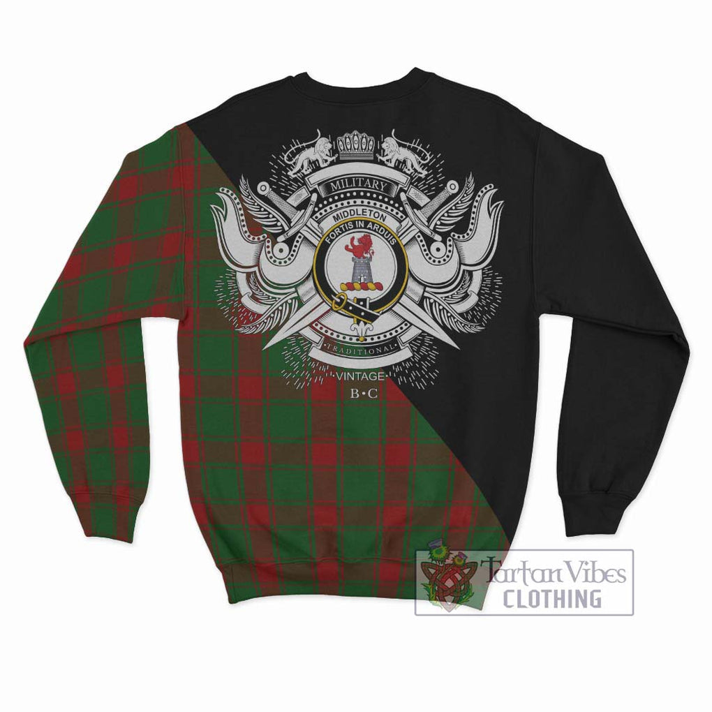Middleton Tartan Sweatshirt with Family Crest and Military Logo Style - Tartan Vibes Clothing
