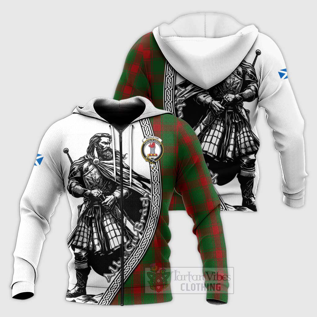 Middleton Tartan Clan Crest Knitted Hoodie with Highlander Warrior Celtic Style Unisex Knitted Zip Hoodie - Tartan Vibes Clothing