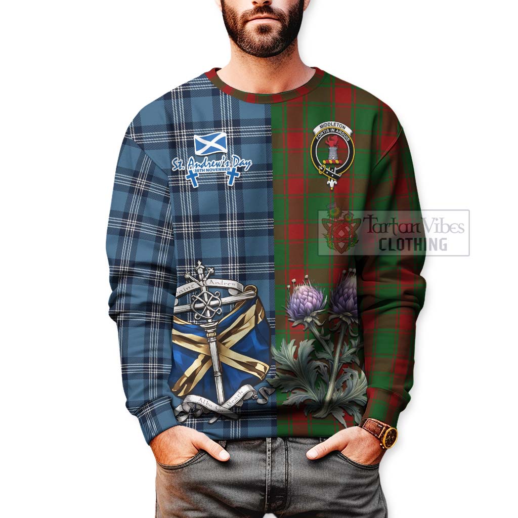 Middleton Tartan Sweatshirt Happy St. Andrew's Day Half Tartan Style - Tartan Vibes Clothing