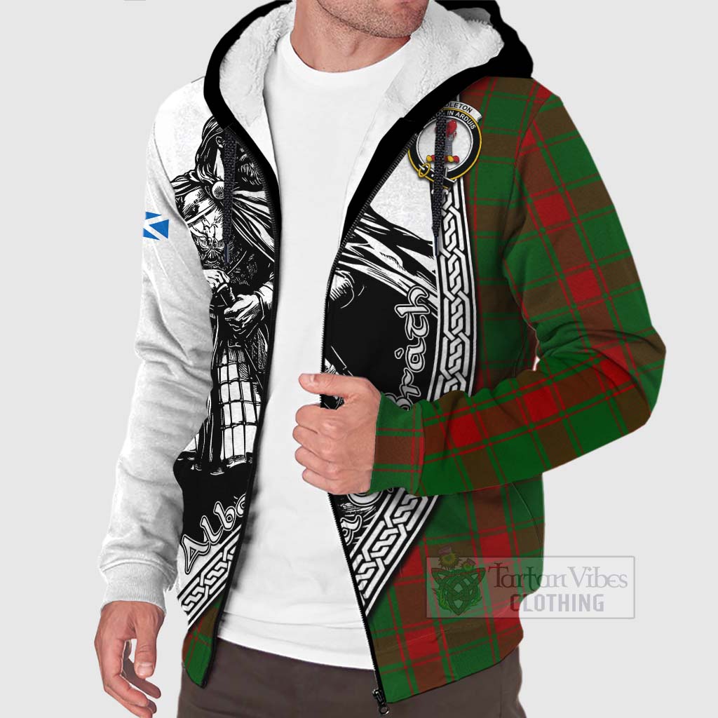 Middleton Tartan Clan Crest Sherpa Hoodie with Highlander Warrior Celtic Style Unisex - Tartan Vibes Clothing