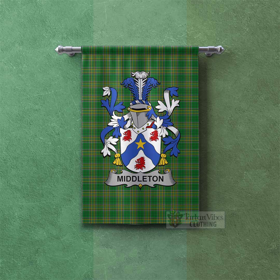 Tartan Vibes Clothing Middleton Irish Clan Tartan Gonfalon, Tartan Banner with Coat of Arms