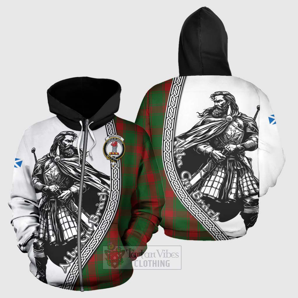Middleton Tartan Clan Crest Hoodie with Highlander Warrior Celtic Style - Tartan Vibes Clothing