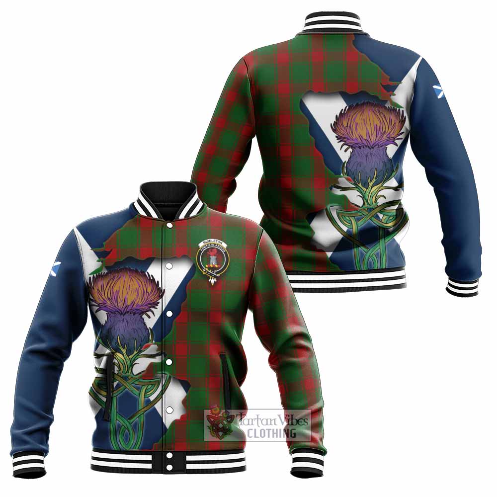 Middleton Tartan Family Crest Baseball Jacket Scottish Thistle Celtic Inspired - Tartan Vibes Clothing