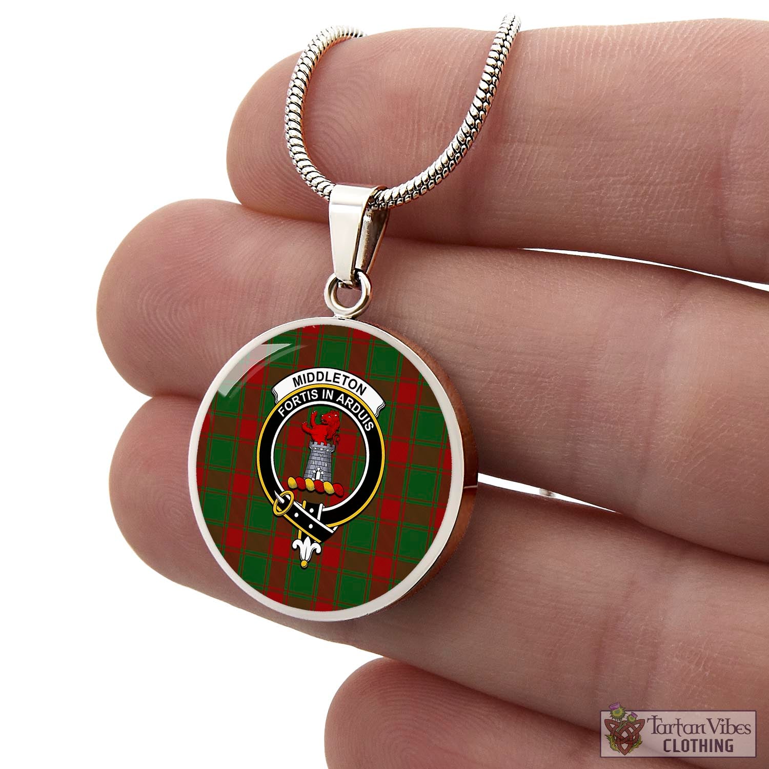 Middleton Tartan Circle Necklace with Family Crest - Tartan Vibes Clothing