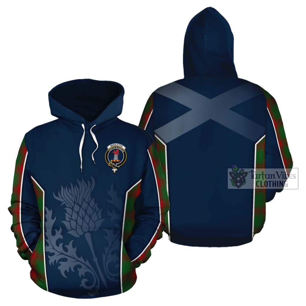 Tartan Vibes Clothing Middleton Tartan Cotton Hoodie with Family Crest and Scottish Thistle Vibes Sport Style