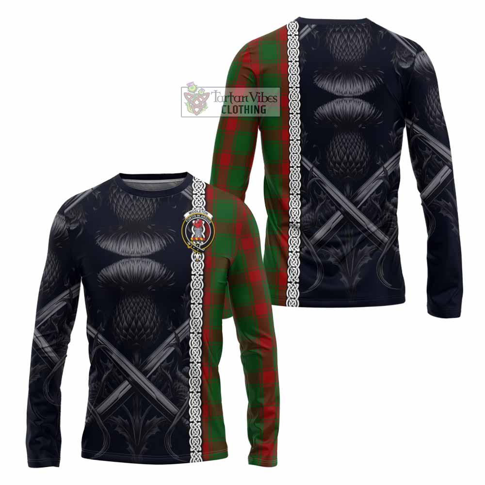 Middleton Tartan Long Sleeve T-Shirt with Family Crest Cross Sword Thistle Celtic Vibes - Tartan Vibes Clothing