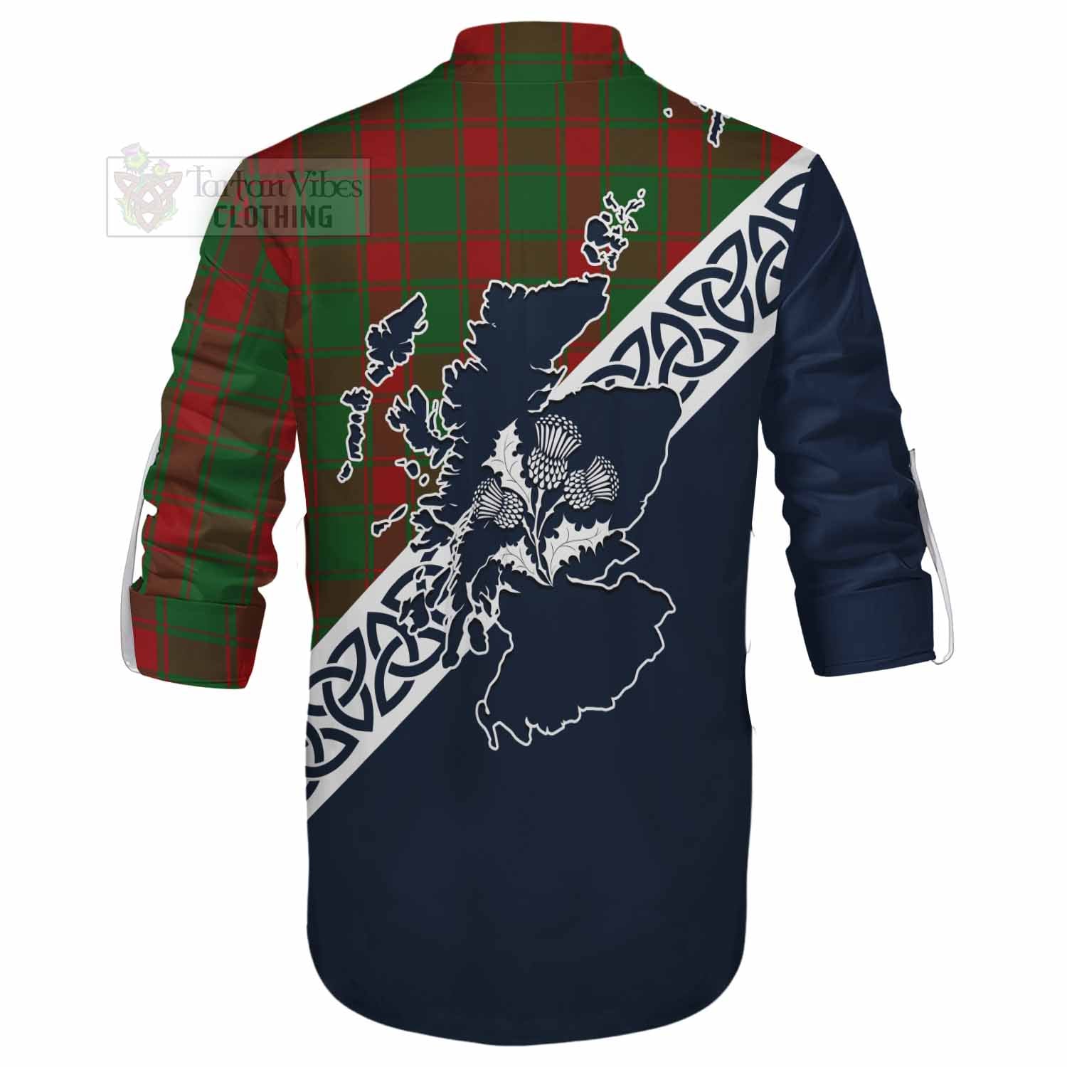 Middleton Tartan Ghillie Kilt Shirt Featuring Thistle and Scotland Map - Tartan Vibes Clothing