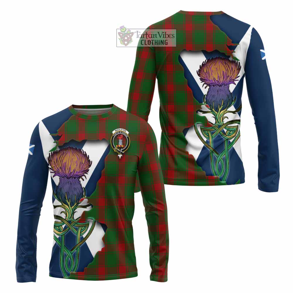 Middleton Tartan Family Crest Long Sleeve T-Shirt Scottish Thistle Celtic Inspired - Tartan Vibes Clothing