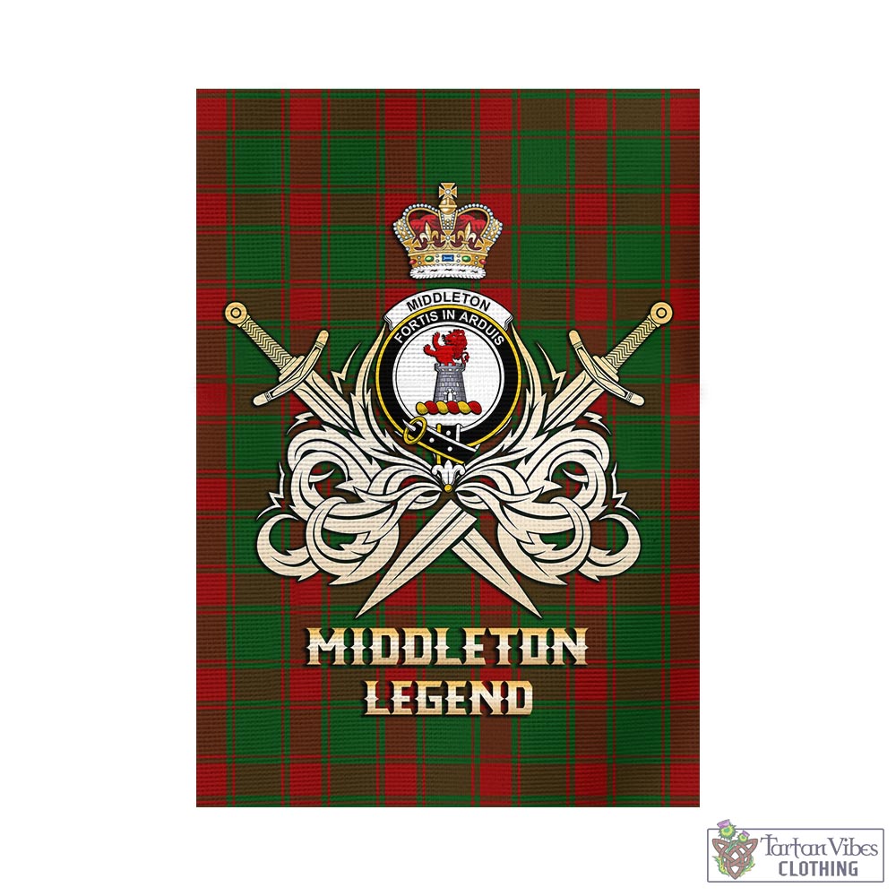 Tartan Vibes Clothing Middleton Tartan Flag with Clan Crest and the Golden Sword of Courageous Legacy