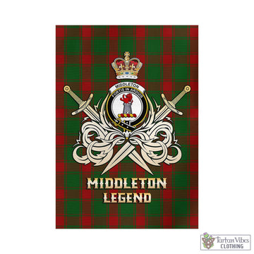 Middleton Tartan Garden Flag with Clan Crest and the Golden Sword of Courageous Legacy