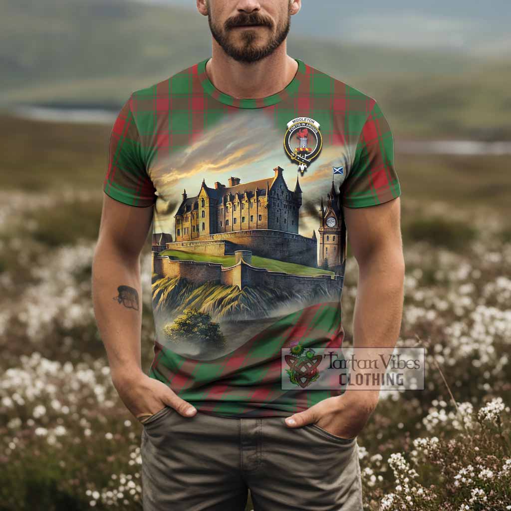 Middleton Tartan Family Crest T-Shirt with Scottish Ancient Castle Style - Tartan Vibes Clothing