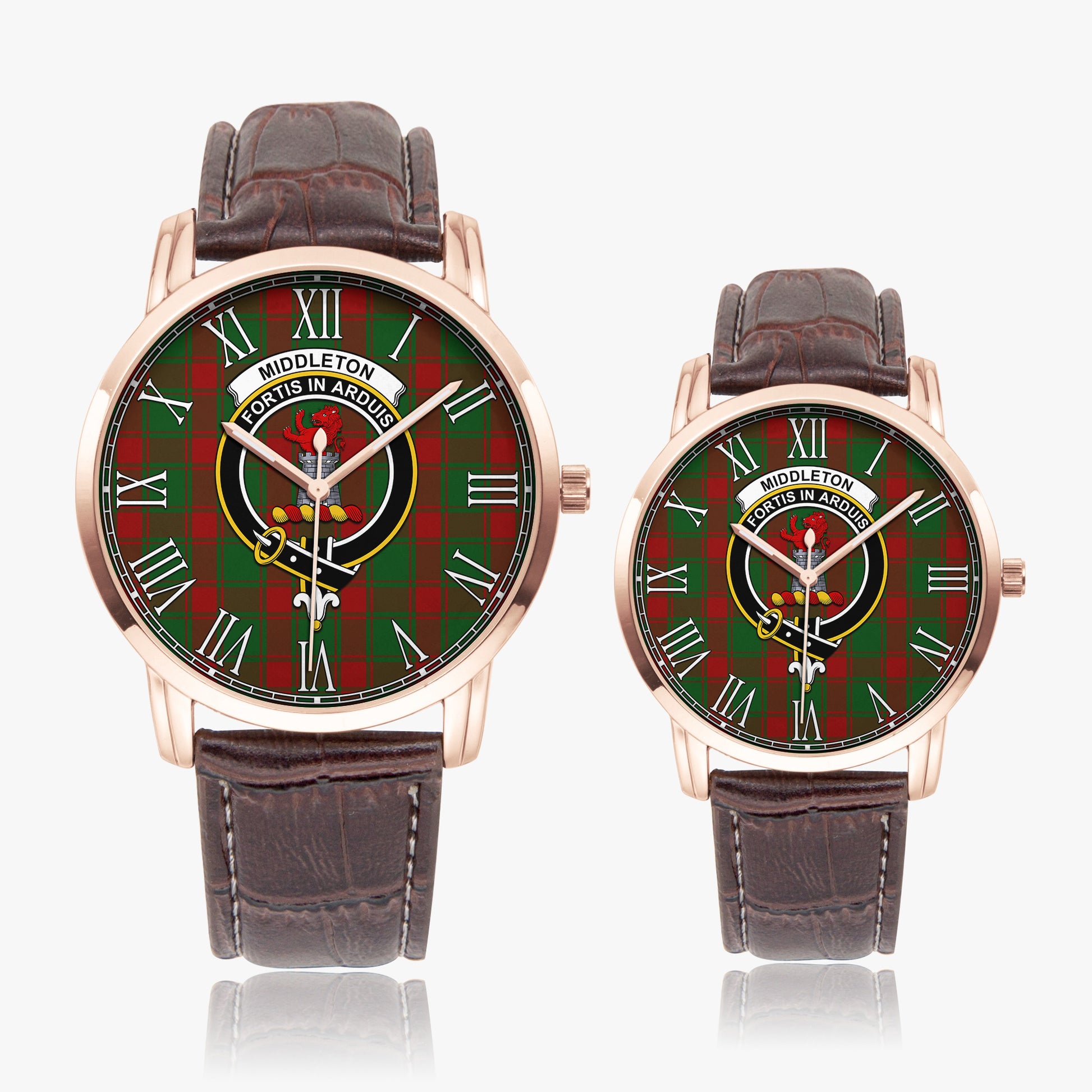 Middleton Tartan Family Crest Leather Strap Quartz Watch - Tartan Vibes Clothing